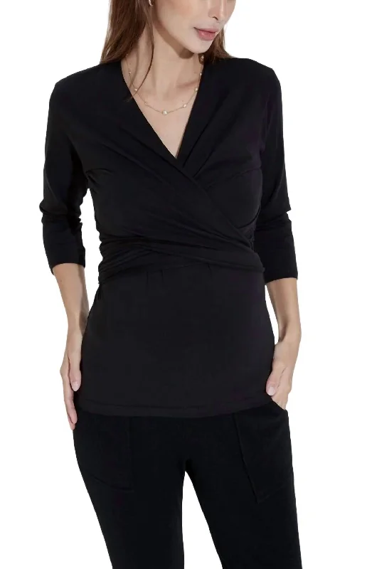 Long-Sleeve Babywearing Top In Black Trendy Urban Attire