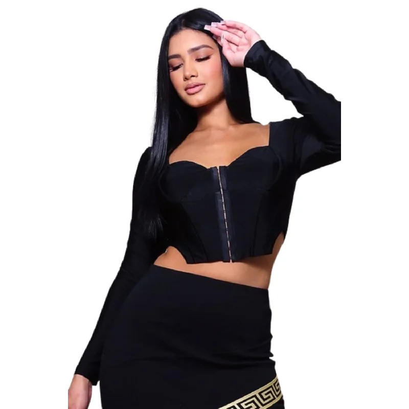 Long Sleeve Corset Top Cutting Edge Fashion