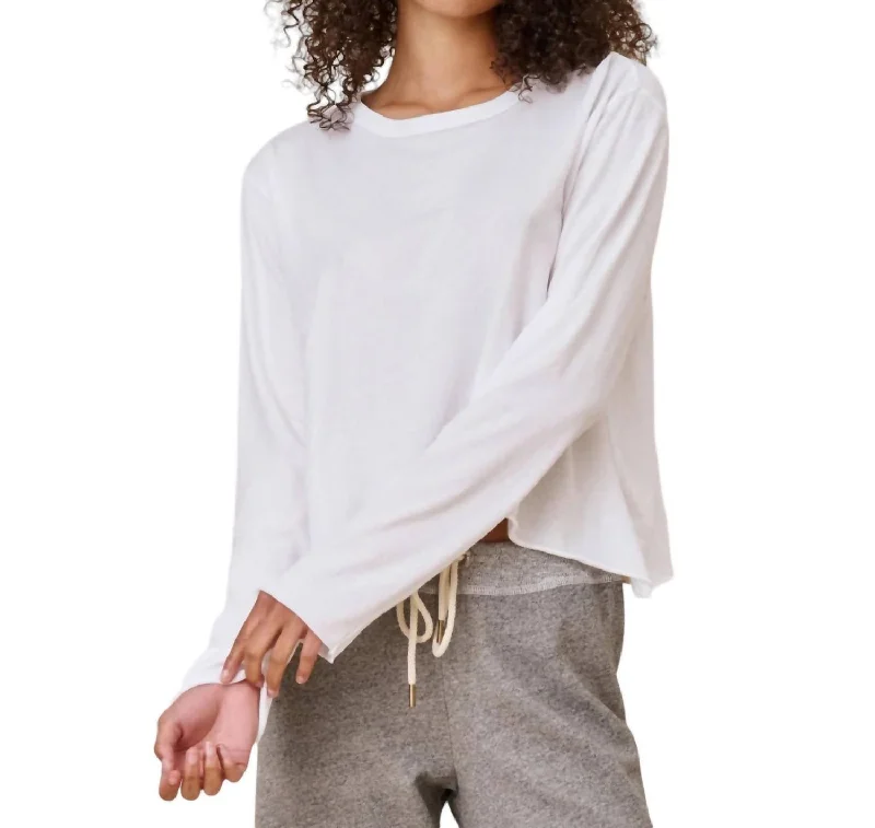 Long Sleeve Crop Tee In True White Versatile Wardrobe Essentials