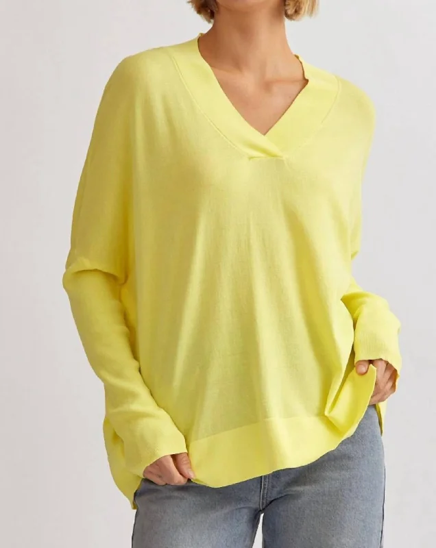 Long Sleeve Knit Top In Lemon Must Haves