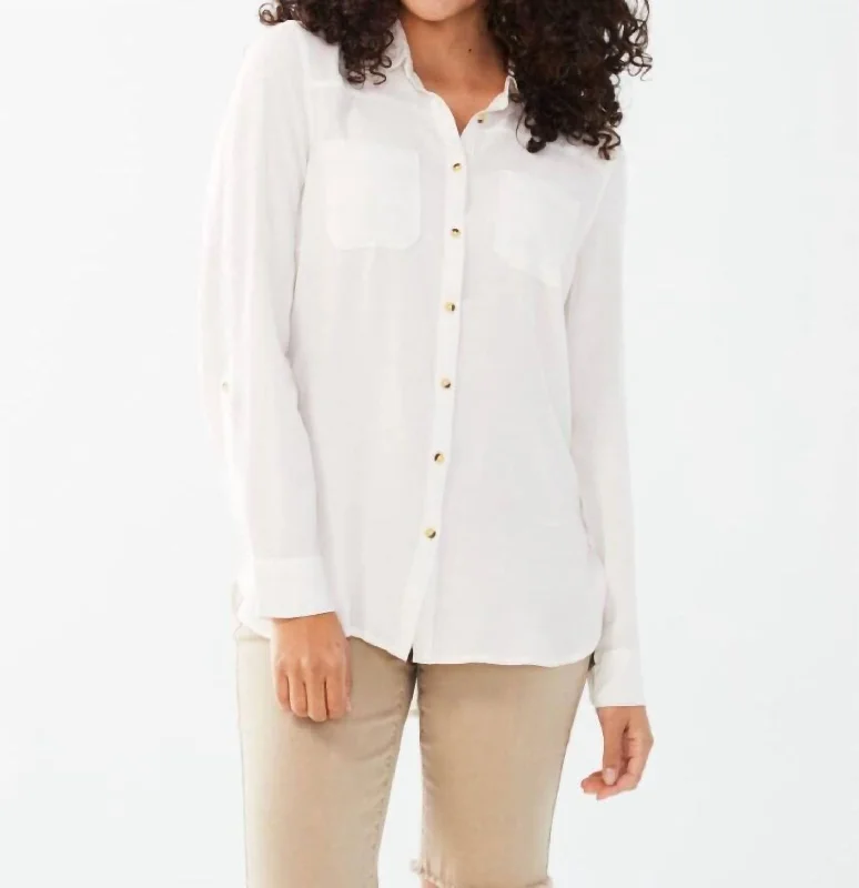 Long Sleeve Roll Tab Shirt In White Style Upgrade