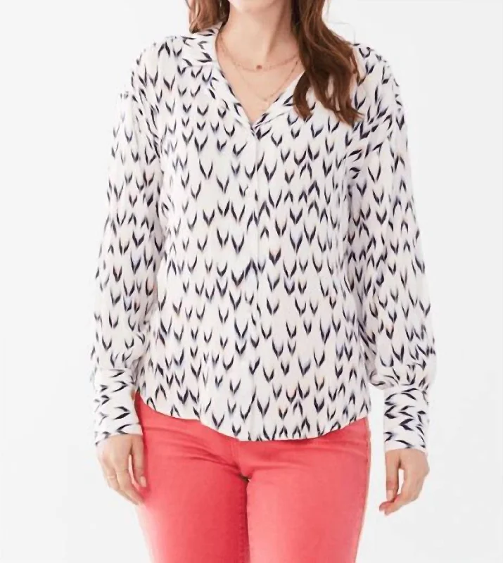 Long Sleeve Shirt In Summer Indi Print Elegant Ensemble