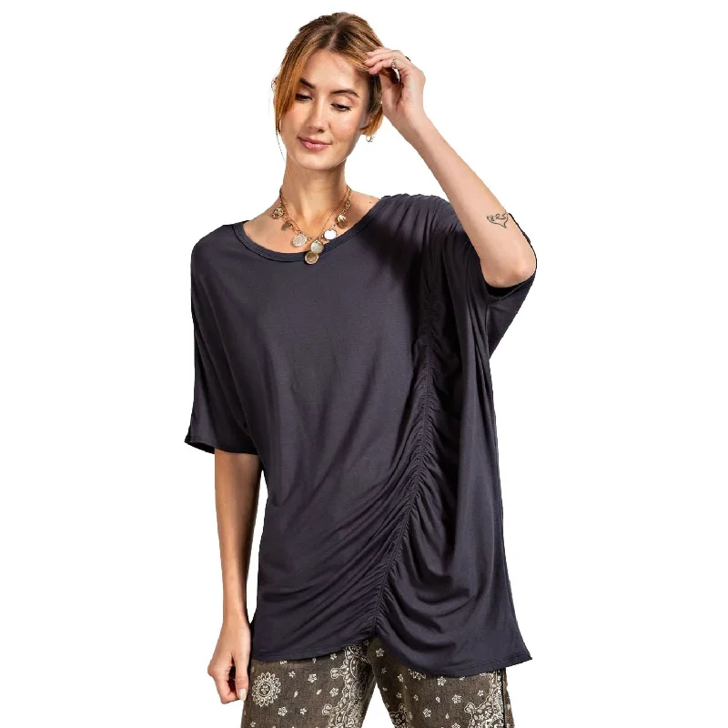 Loose Fit And Ruched Detailing Top Trendy Threads