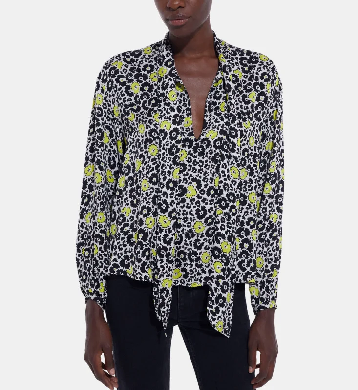 Loose-fit Printed Top With Puffed Sleeves Additional Time-Limited Offers