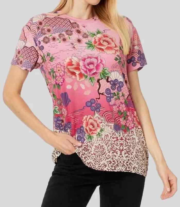 Loose Fit Tee In Pink Lace Exclusive Deals Online