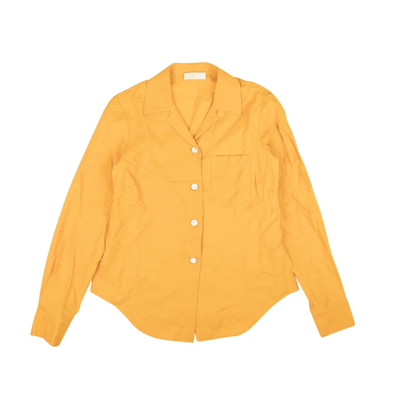 Lorod Marigold Long Sleeve Bowling Shirt - Yellow Fashion Forward Outfits