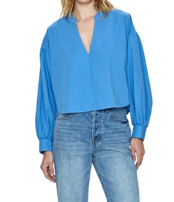 Lou Puff Sleeve Shirt In Blue Belle Romantic Detailing