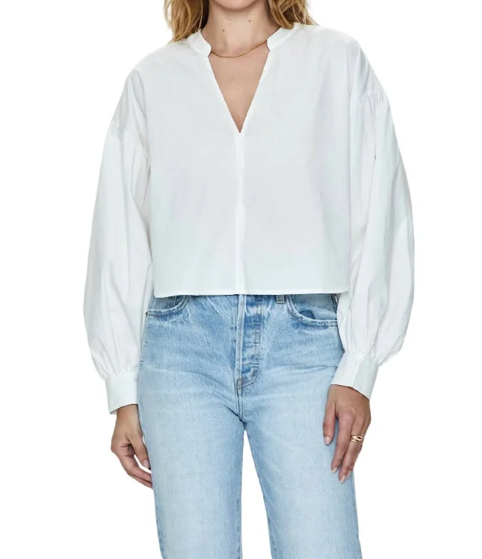 Lou Puff Sleeve Shirt In White Explore What's New