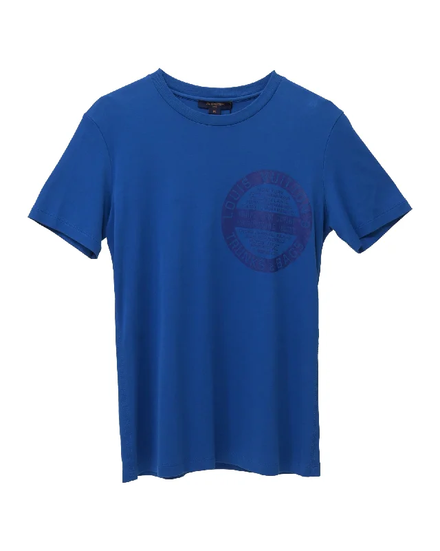 Louis Vuitton Logo T-Shirt in Blue Cotton Seasonal Fashion