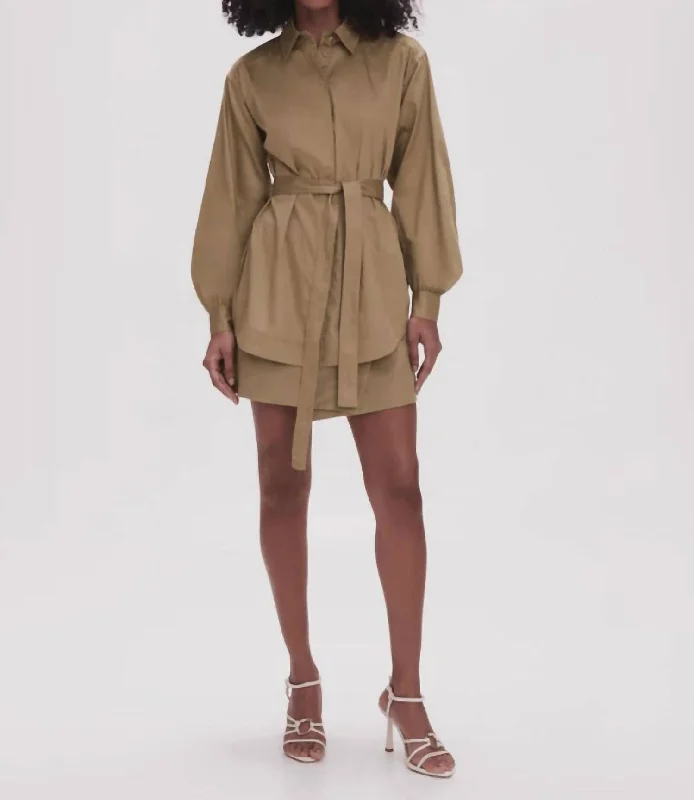 Louise Belted Shirt In Desert Khaki Fashion Forward