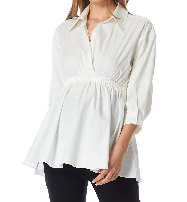 Luna 3/4 Sleeve Blouse In White Sophisticated Outfits