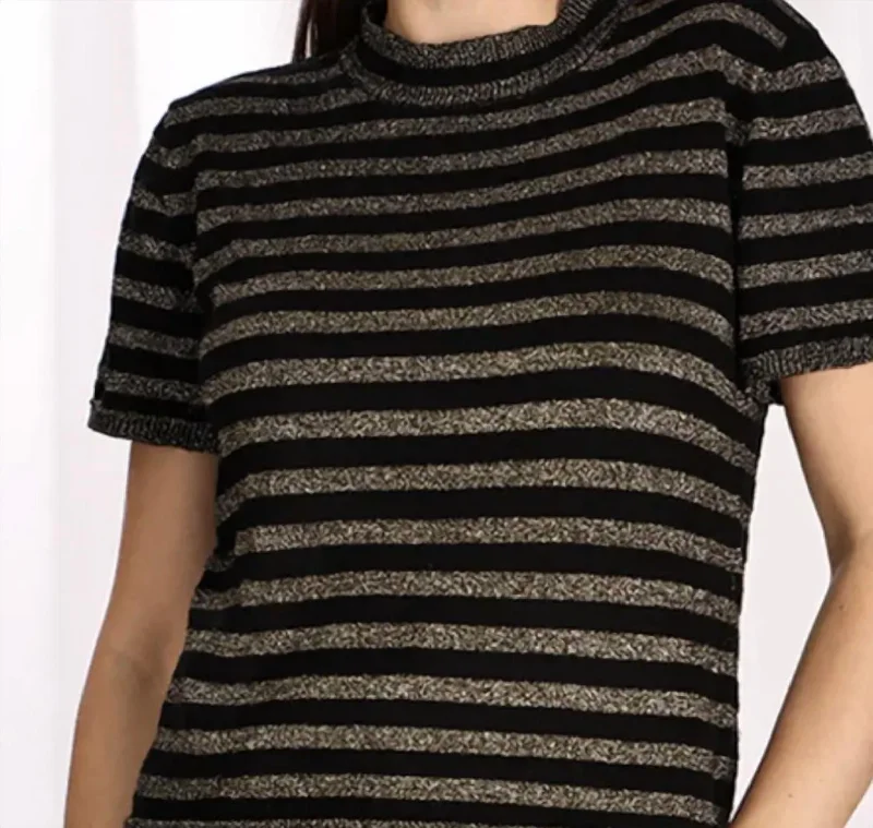 Lurex Stripe Tee In Black Casual Chic