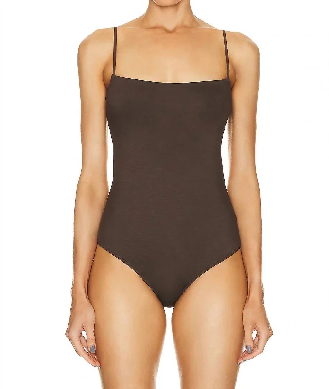 Luxe Knit Strappy Bodysuit In Espresso Effortless Comfort