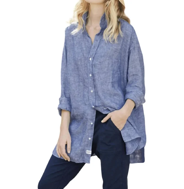 Mackenzie One-Size Button-Up Shirt In Fbln Famous Blue Sophisticated Outfits