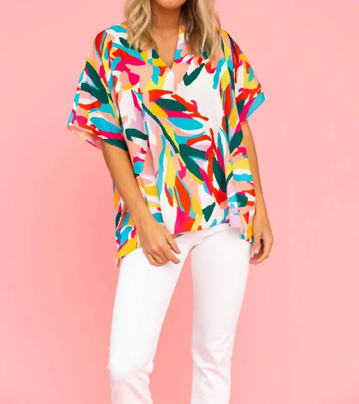 Maggie Top In Happy Palms Trendy Women's Wear