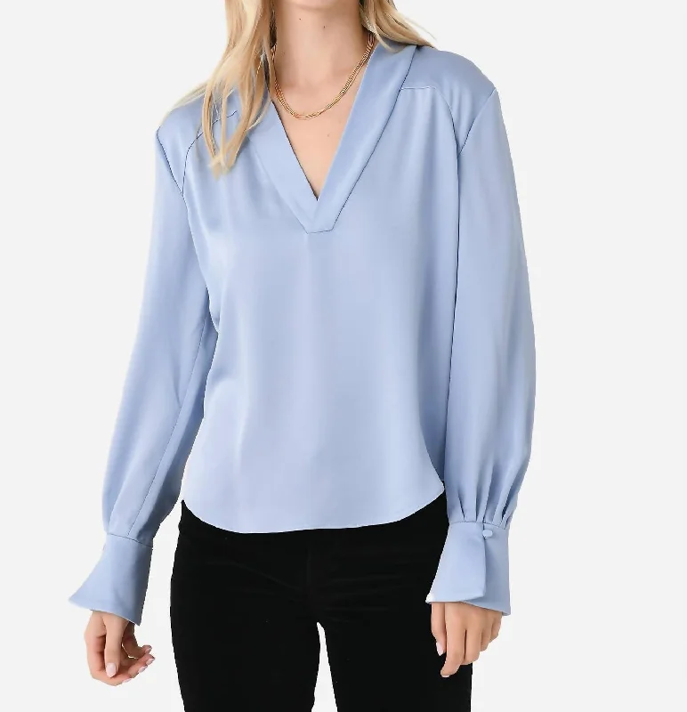 Maisey V-Neck Blouse In Marina Blue Budget Friendly