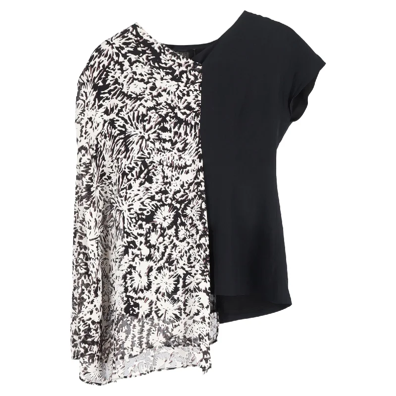 Maison Margiela Asymmetrical Printed Blouse in Black Viscose Y2K Nostalgic Fashion Look