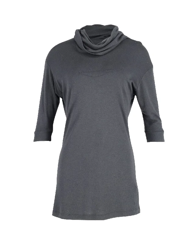 Maison Margiela Cowl Neck Blouse in Black Viscose Minimalist Chic