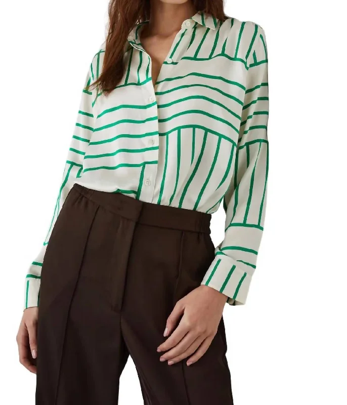 Mara Shirt In Green Line Art Current Trends