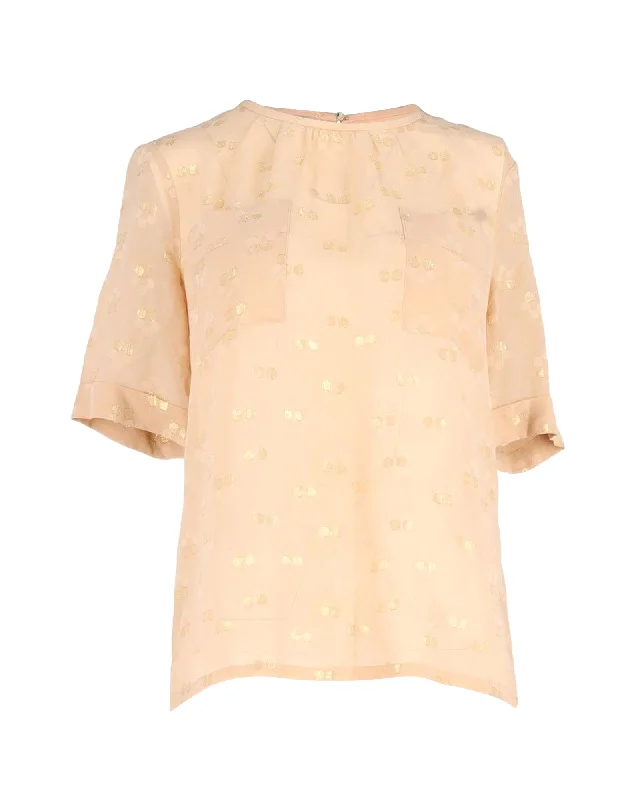 Marc by Marc Jacobs Metallic Floral Blouse in Peach Silk Find Your Unique Flair