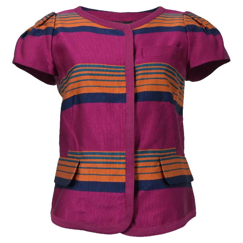 Marc by Marc Jacobs Striped Short Sleeve Blouse in Multicolor Polyester Stylish Looks