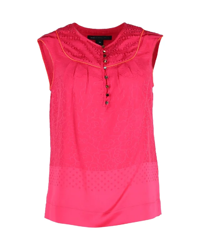 Marc Jacobs Sleeveless Buttoned Top in Pink Silk Hollywood Glam Award - Show Style