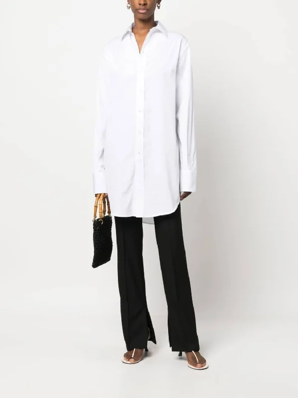 Marcella Long Shirt In White Hot Trends