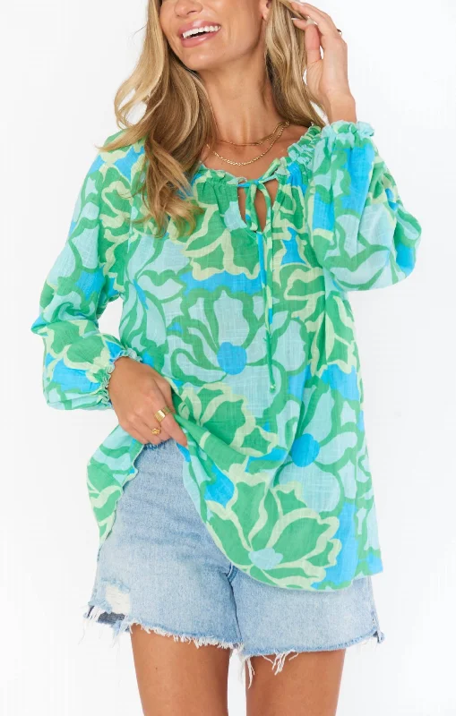 Margot Tunic Top In Turquoise Luxe Layering