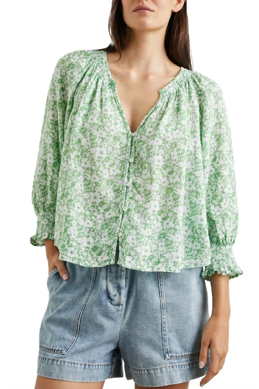 Mariah Blouse In Green Texture Trend Alert