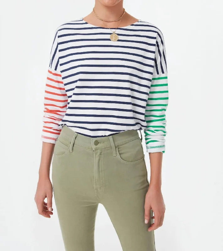 Mariniere Carolles Long Sleeve Tee In Navy Stripe Cottagecore Rustic Charm Style