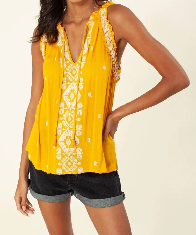 Marlene Embroidered Top In Golden Valentine's Special