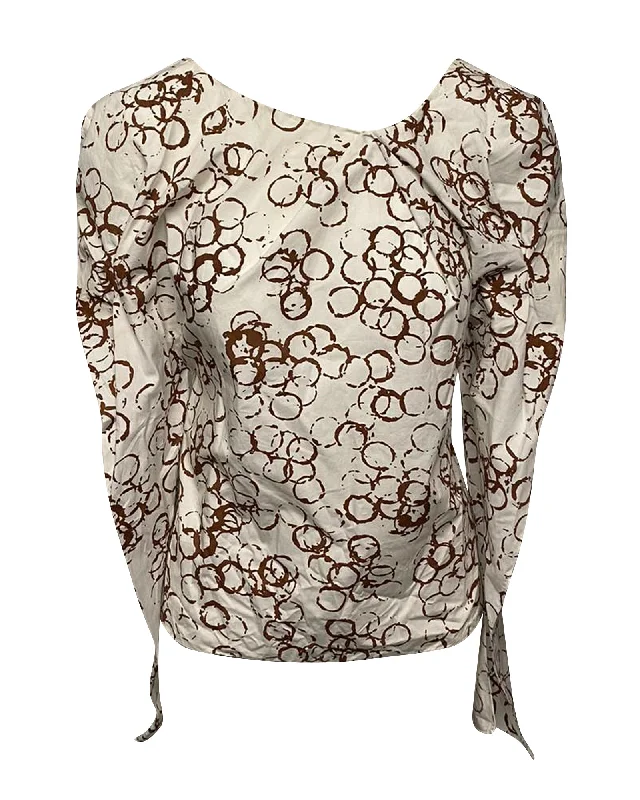 Marni Patterned Blouse in White Cotton Sophisticated Fashion