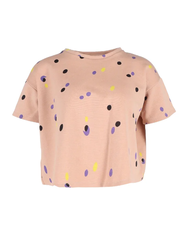 Marni Polka-Dot Crop T-shirt in Peach Cotton Subtle Sophistication