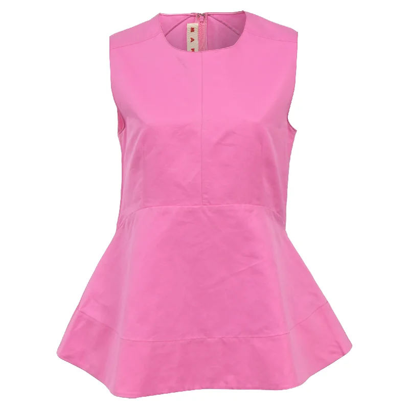 Marni Sleeveless Peplum Top in Pink Cotton Fashion Forward Outfits