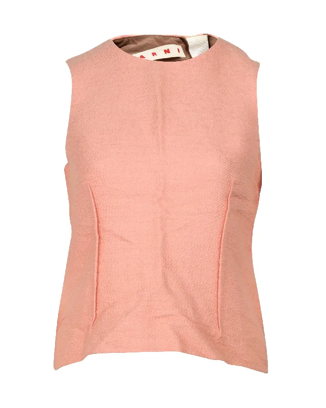 Marni Sleeveless Top in Pink Wool Minimalist Elegant