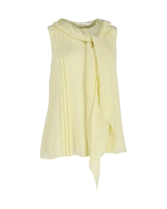 Max Mara Sleeveless Scarf Top in Yellow Silk Sophisticated Cut