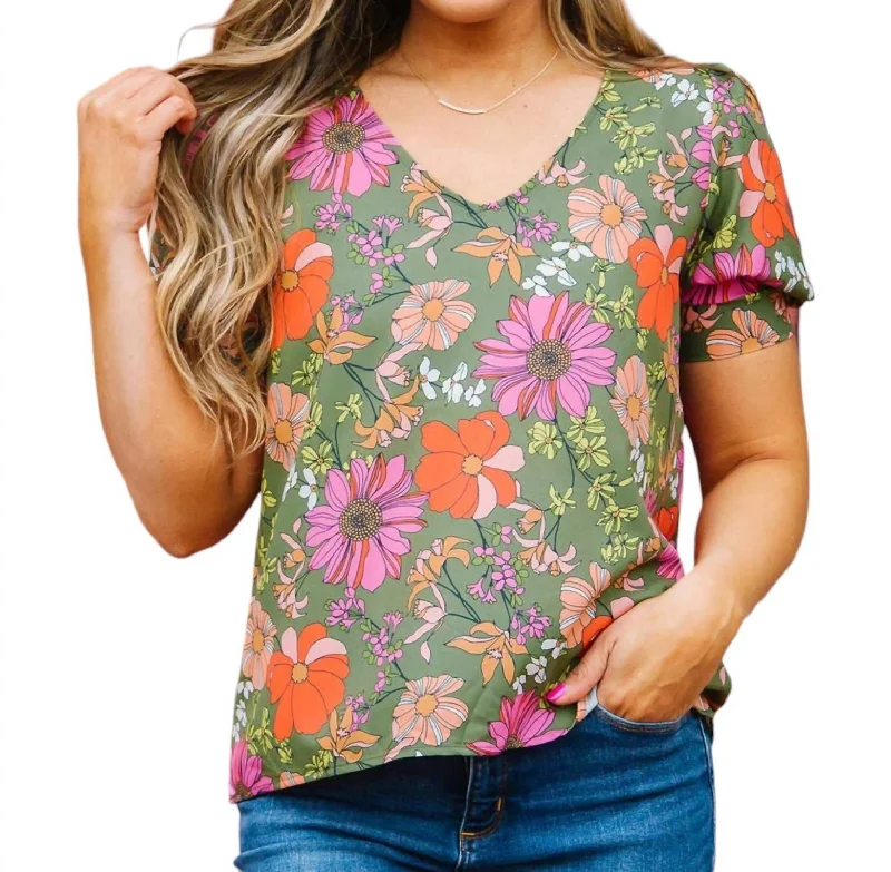 Maya Top In Vintage Petal Trendy Aesthetics