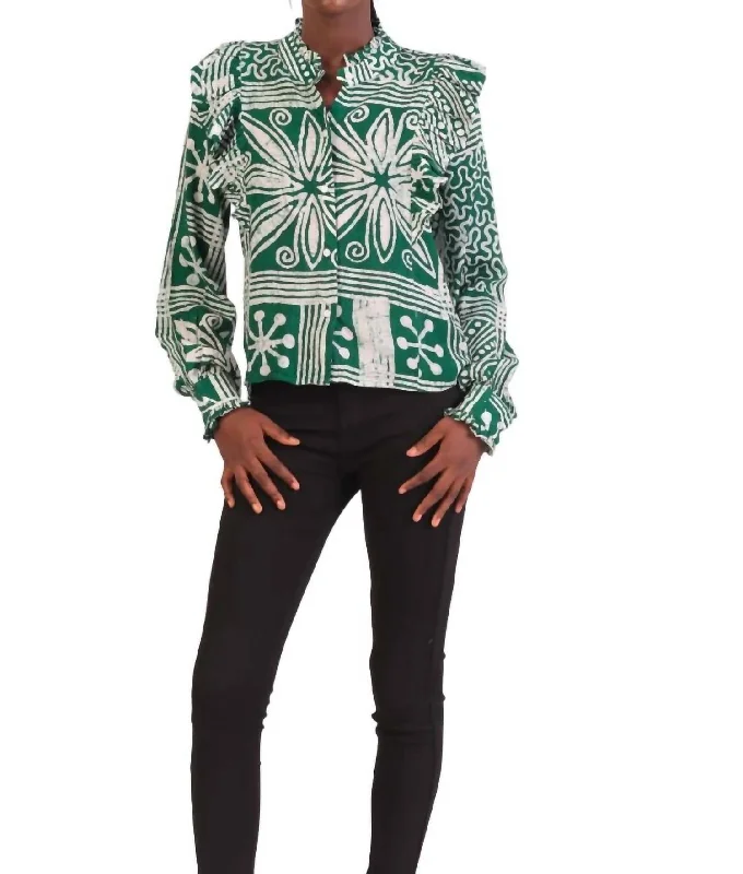 Mayowa Top In Green/white Style Without Limits