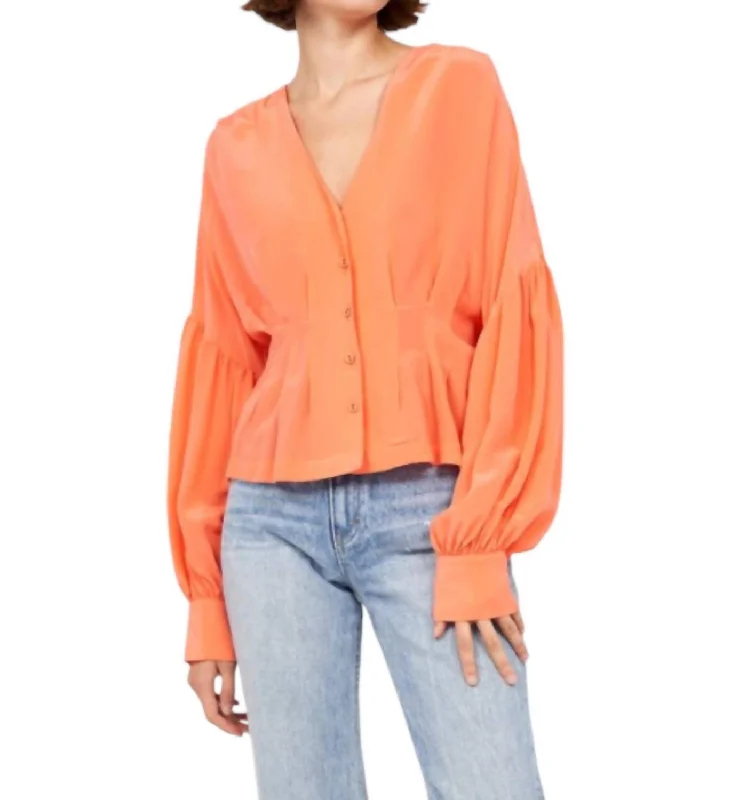 Mayson Silk Top In Coral Quartz Feminine Soft - Hued Styles