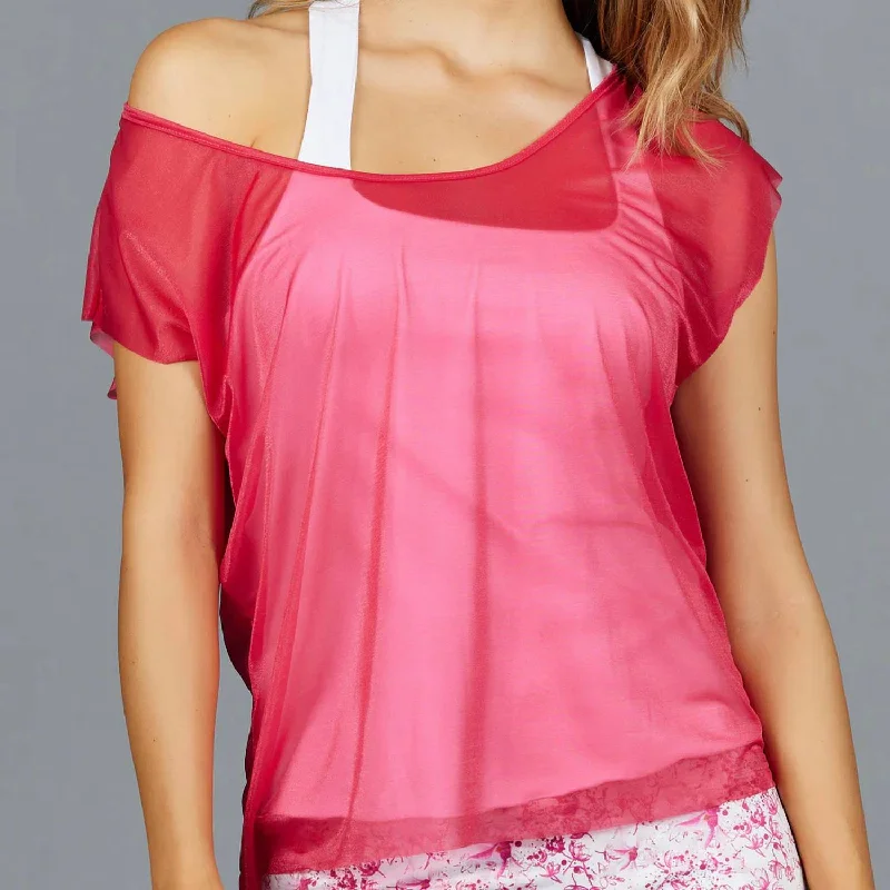 Meadow Sheer Tee In Crimson Effortless Sophistication