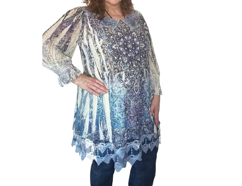 Melissa Lace Tunic In Blue Multi Trendy Styles