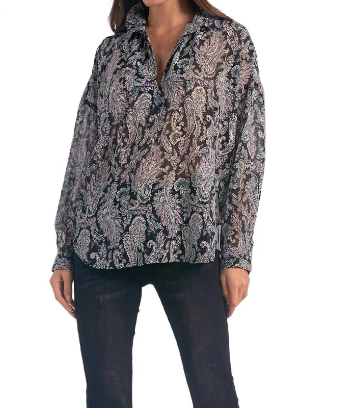 Melodia Paisley Blouse In Black Casual Chic