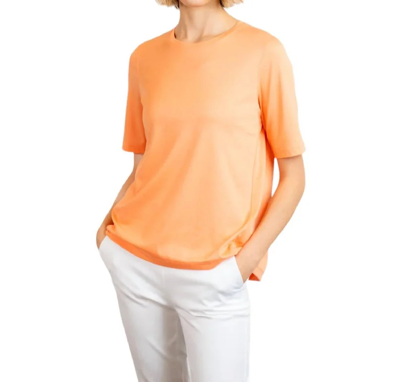 Mercerized Cotton Tee In Cantaloupe Flash Sale, Don't Miss