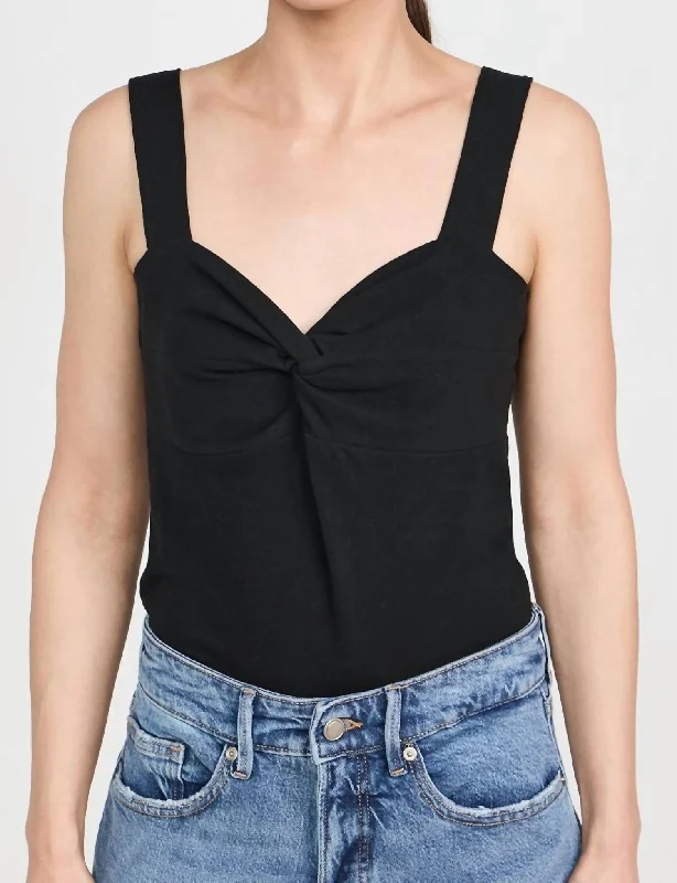 Mercy Twist Front Tank Top In Jet Black Feminine Flow