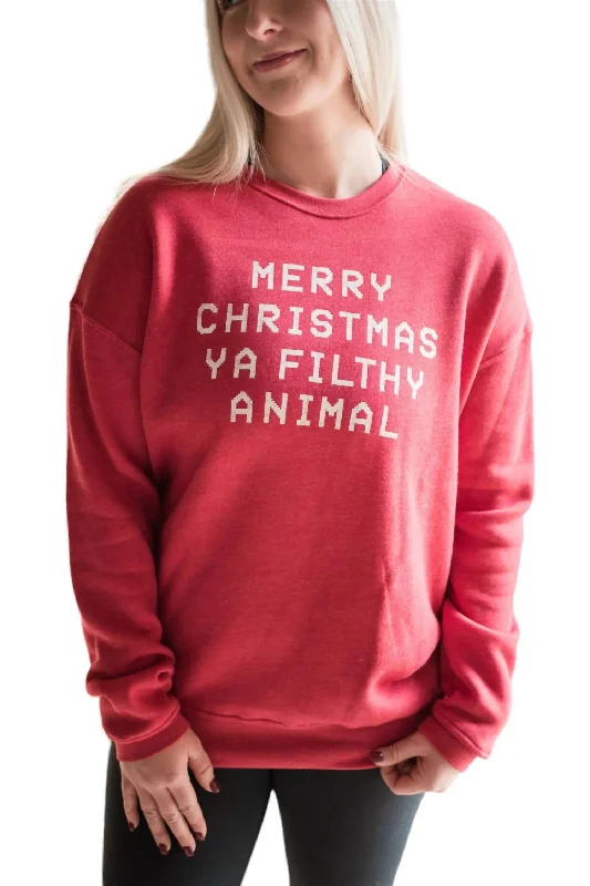 Merry Christmas Crewneck Sweatshirt In Red Boho - Chic Festival - Ready Style