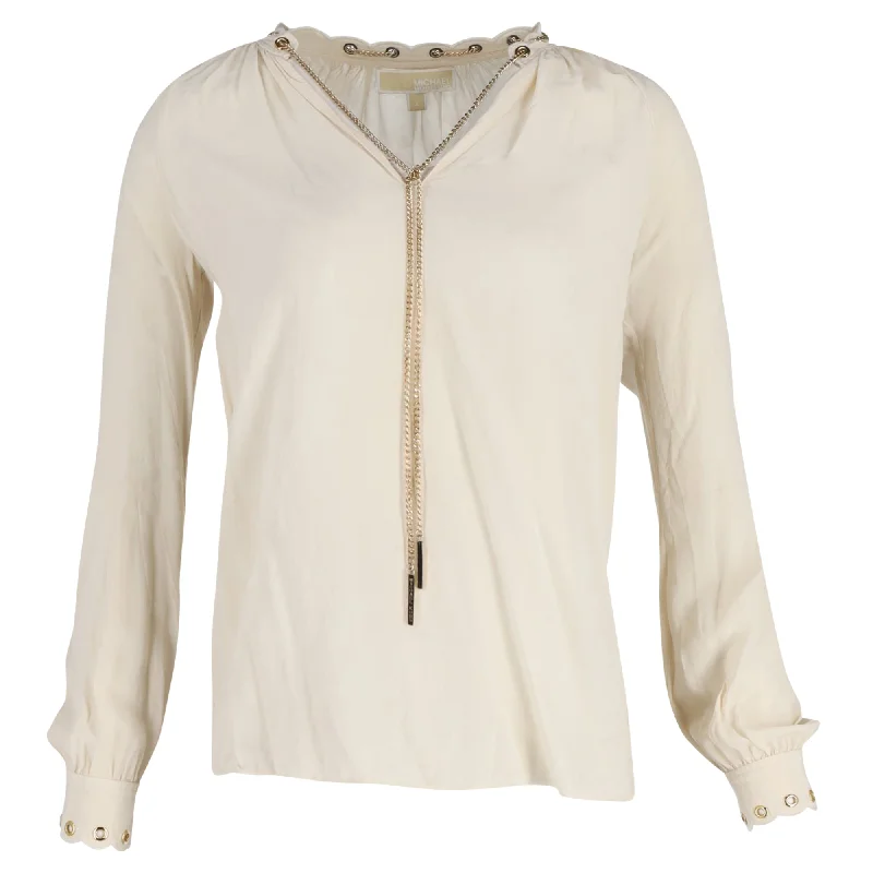 Michael Michael Kors Chain Lace Blouse in White Polyester Clearance Event