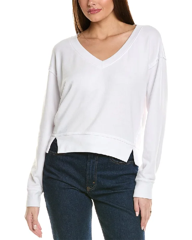 Michael Stars Camila V-Neck Cropped Sweatshirt Vintage Charm