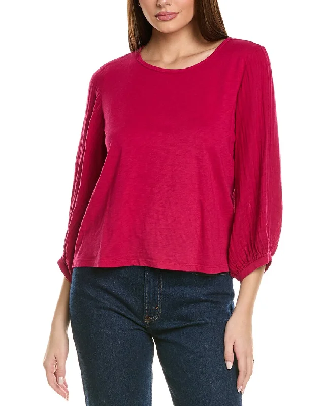 Michael Stars Iliana Fabric Mix Top Elegant Details