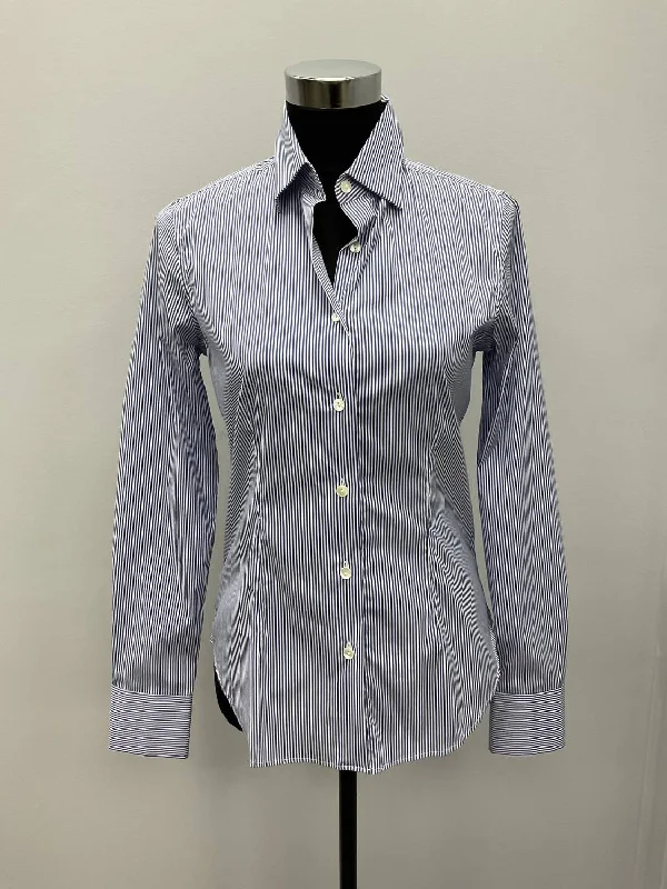 Microstripe Shirt In Navy/white Chic Everyday Wear