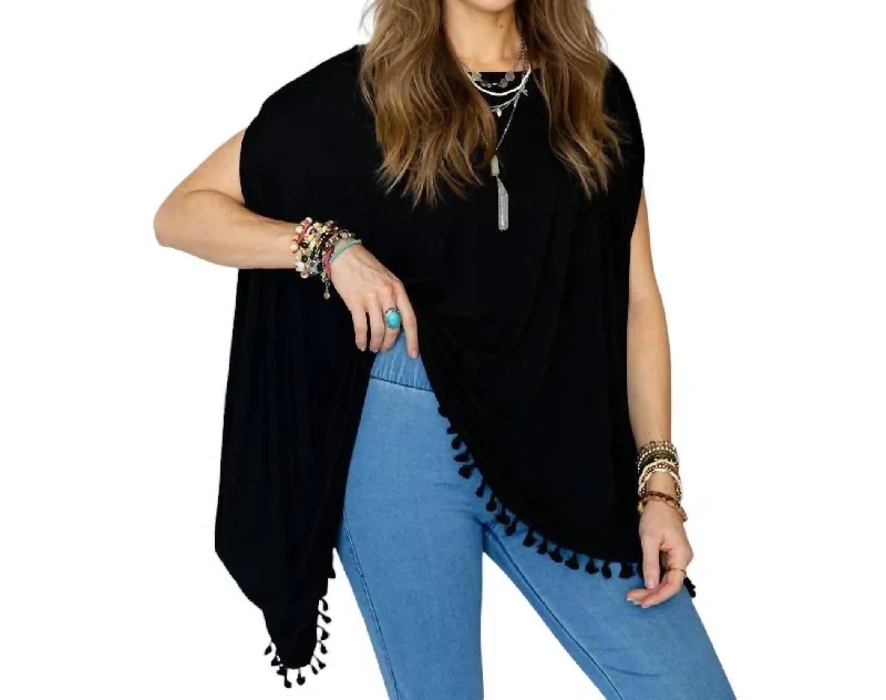 Milena Tassel Tunic In Black Quality Wear